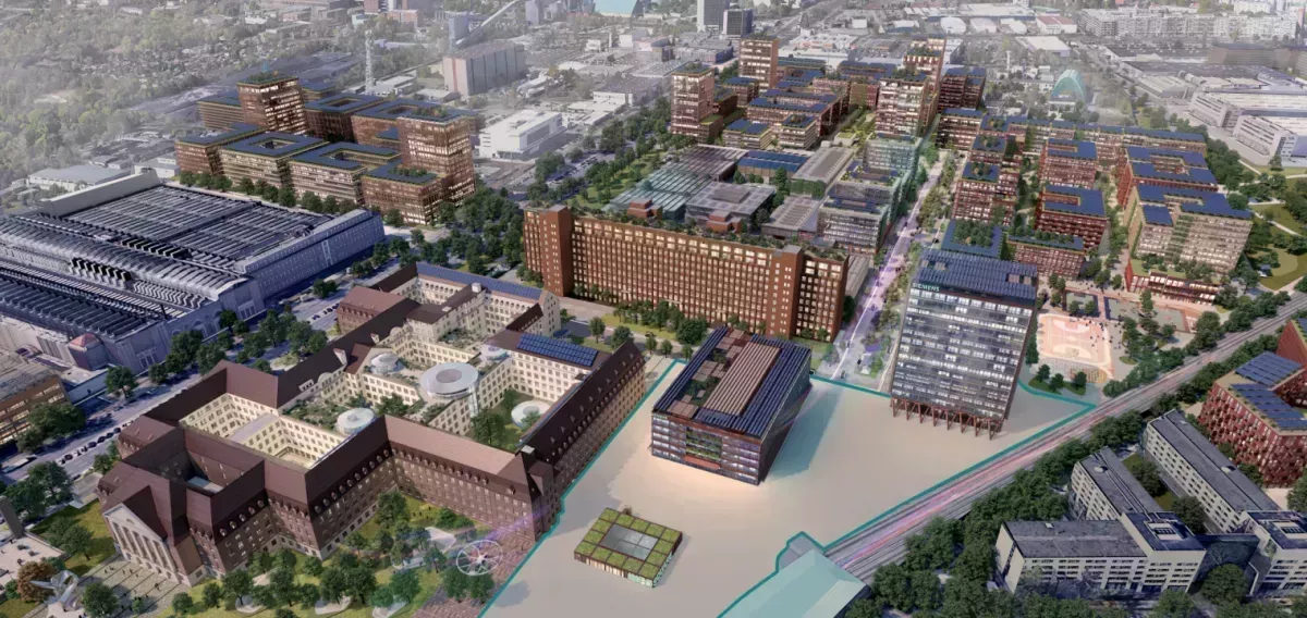 Bird's eye view of Siemensstadt Square in Berlin
